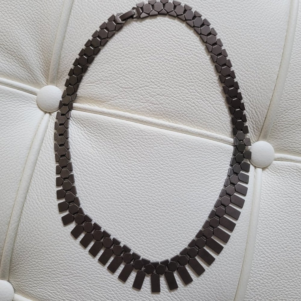 Gunmetal Choker Length Necklace